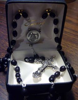 Rosary Chaplet St Michael w Crucifix Black Beads