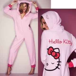Avon Ladies Girls Pink Hello Kitty Onesie Bow Snuggle Suit Pyjamas