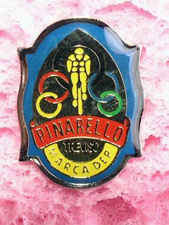 Pinarello Enamel Lapel Pin. NEW NOS vintage. Circa 1980. Push Pin back