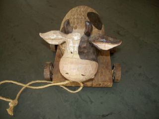 Decorative Cow Pull Toy w Bobble Head