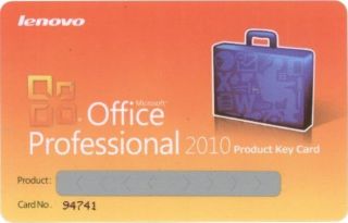 Microsoft Office 2010 Professional Product Key Card Commercial License