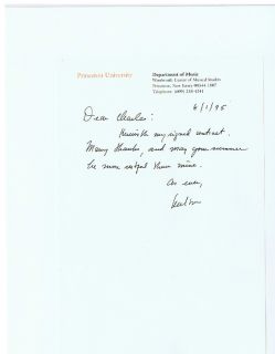 American Composer Milton Babbitt RARE Signed Letter Princeton 1995