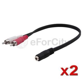 listed 2 x 3.5mm Female Audio Stereo Jack To 2 RCA Male Cable Adapter