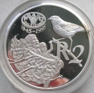 South Africa 1995 F.A.O 2 Rand 1oz Silver Coin,Proof