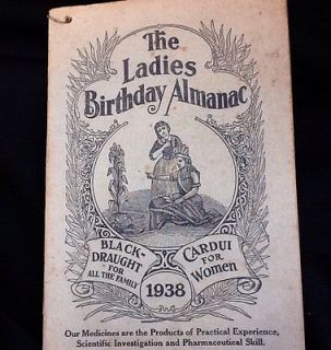 1938 THE LADIES BIRTHDAY ALMANAC CARDUI for WOMEN DAWSON SPRINGS KY