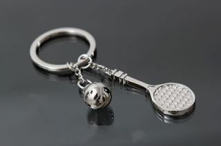 Tennis Ball Racket Keychain Olympic Games Key Ring Sports Gift Metal