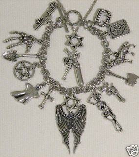 Supernatural Inspired Castiel Archangel Angel Wing Bracelet +Pentagram