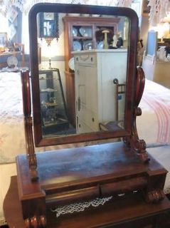 Mid 1800s American EMPIRE Crotch Mahogany shaving mirror stand w