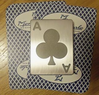 Steel, Poker Card Protector, Card Guard, Paper Weight, Ace of CLUBS