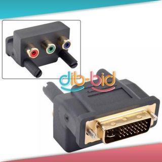 DVI I 24+5 Male to 3 RCA RGB Female Converter Adapter