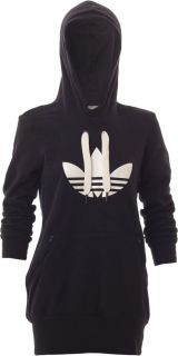 Adidas Originals Womens Trefoil Hood Long Sweatshirt F Sleek Black