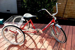 ADULT LITE TRIKE 6 SPEED RED TRIKE 24” THREE WHEEL BICYCLE WITH
