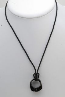 NEW SWANK DESIGNER DOUBLE RING ON LEATHER CORD MENS NECKLACE NWOT