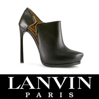 Lanvin womens black Calf leather pumps with platform shoes Size US 8