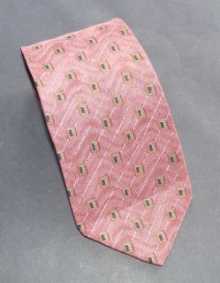 Vintage 90s Hugo Boos Silk Tie Taupe Oblongs on Russet Brown