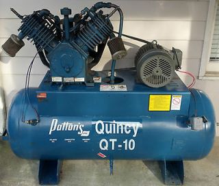 Quincy Air Compressor QT15 Pump, Toshiba 10hp 3Ph. Motor, 120gal