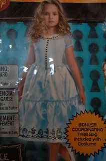 Disney Alice in Wonderland Dress Up Costume 7 8 Dress Treat Bag New
