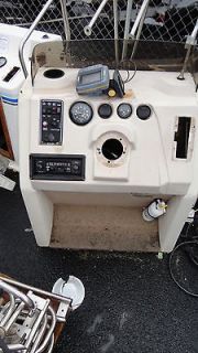 USED MONARK BOAT CONSOLE WITH WINSHIELD,STEE RING HELM, GAUGES