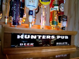 DEER HUNTERS PUB LIGHTED Beer Tap handle display w/ lighted bar sign