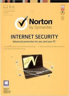 Norton Internet Security 2013 Retail 1 PC 1 Year w/ AntiVirus Symantec