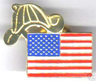AMERICAN FLAG FIRE HELMET LAPEL PIN FOR FIREFIGHTERS