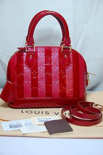 AUTH LOUIS VUITTON LV ALMA BB POMME DAMOUR RED PINK VERNIS TOTE BAG