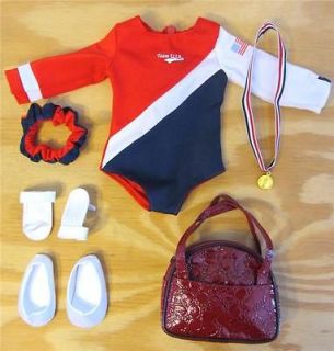 Olympics Gymnastics COMPLETE OUTFIT & Bag fits American Girl Doll NEW