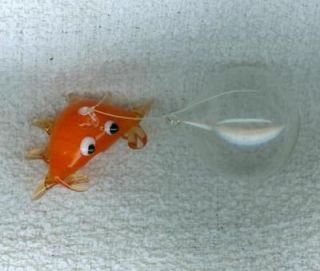 & White CRAB GLASS Fish Bowl Aquarium Float / BOBBER w/ Glass BUBBLE