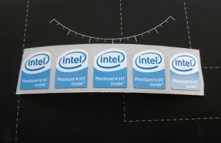 5x intel Pentium 4 HT computer sticker/badge/ logo 24mmx19mm UK