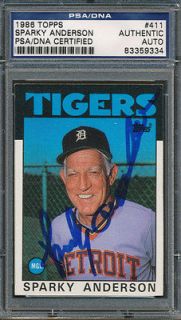 1986 Topps #411 Sparky Anderson PSA/DNA Certified Authentic Auto