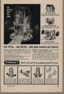 1959 Vintage Ad Stanley Power Tools Router with Light New Britain,CT