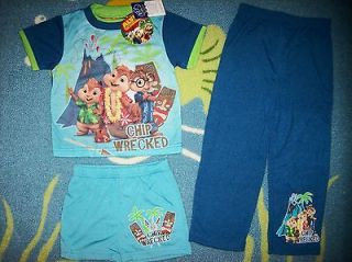Alvin the Chipmunks Pajamas Sleepwear Toddler Boys 3pc Sz 2T