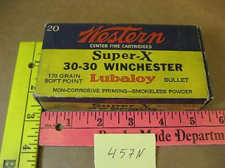 WESTERN CARTRIDGE AMMO BOX Super X 30   30 Winchester Lubaloy old