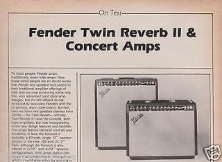 80s FENDER TWIN REVERB II & CONCERT AMPLIFIER INFORMATION ARTICLE