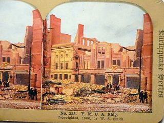 SAN FRANCISCO EARTHQUAKE STEREOPTICON CARD #323   YMCA BLDG ST ON