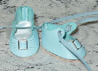 Littlest Angel Leather Doll Shoes ~ 1 5/8 Light Blue