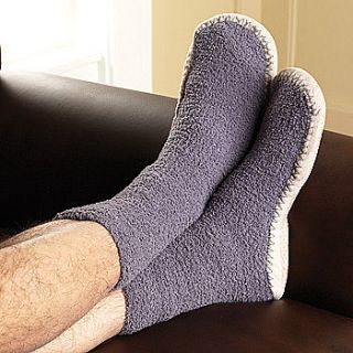 NEW Comfortable Non Confining Mens Moccasin Slipper Socks Wtih Non