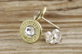 38 Special Brass Bullet Stud Earrings Sterling Silver Classy Dainty