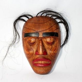 Native American Reproduction NWC Wooden Mask Horse Hair