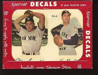 1952 Star Cal Baseball Decal Type 2 #84A Reynolds / Raschi New Yor