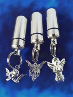 TRIO of Assorted Silver ANGELS Cremation Urn Memorial Keepsakes w/Fill