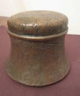 antique handmade etched 1700s copper dovetailed snuff tobacco box