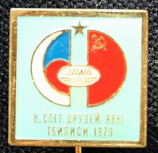 Vintage enameled brass pin badge JAWA   (CZS motovehicle producer