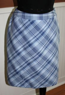 ann taylor loft blue plaid skirt size 8 