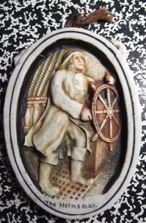 VINTAGE BOUTERWARE 3D WALL PLAQUE THE HELMSMAN USA IVOREX