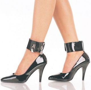 Black Vanity Womens Pumps with Locking Ankle Cuff & Padlocks Size 9