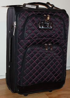160 GUESS MARCIANO QUILTED BLACK LUGGAGE SUITCASE TRAVEL CARRY ON BAG
