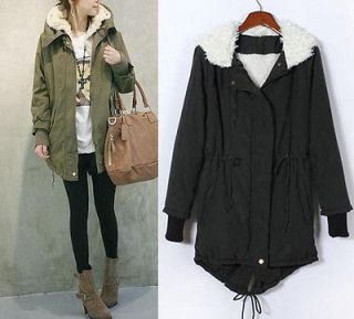 Fleece Warm Winter Coat Zip Up Hooded Parka Long Jacket Overcoat O