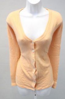 PEAL CASHMERE Peach Pink Long Sleeve Button Down Cardigan Shell