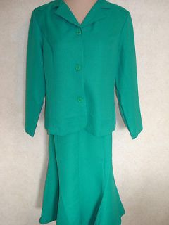 14P 14 P 2 Pc Green BFA Classics Skirt Jacket Blazer Suit Outfit USA